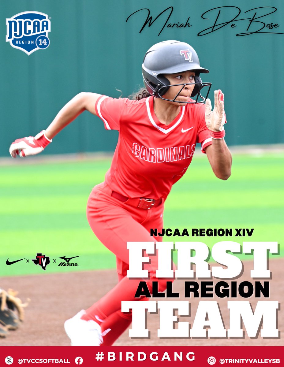 Region 14 All Region 𝐅𝐈𝐑𝐒𝐓 𝐓𝐄𝐀𝐌

🔺Addison Wittram- IF
🔺Kiara Wiedenhaupt- IF
🔺Mariah DeBose- OF

#CardinalNation | #BirdGang