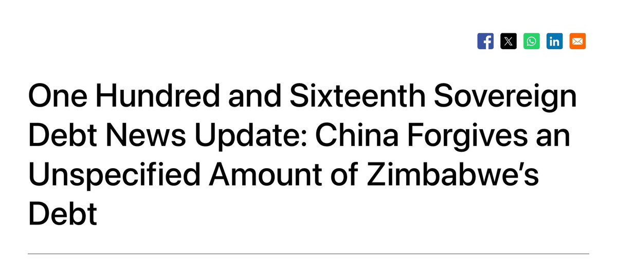 Check out the African Sovereign Debt Justice Network One Hundred and Sixteenth Sovereign Debt News Update: “China Forgives an Unspecified Amount of Zimbabwe’s Debt” afronomicslaw.org/category/afric…