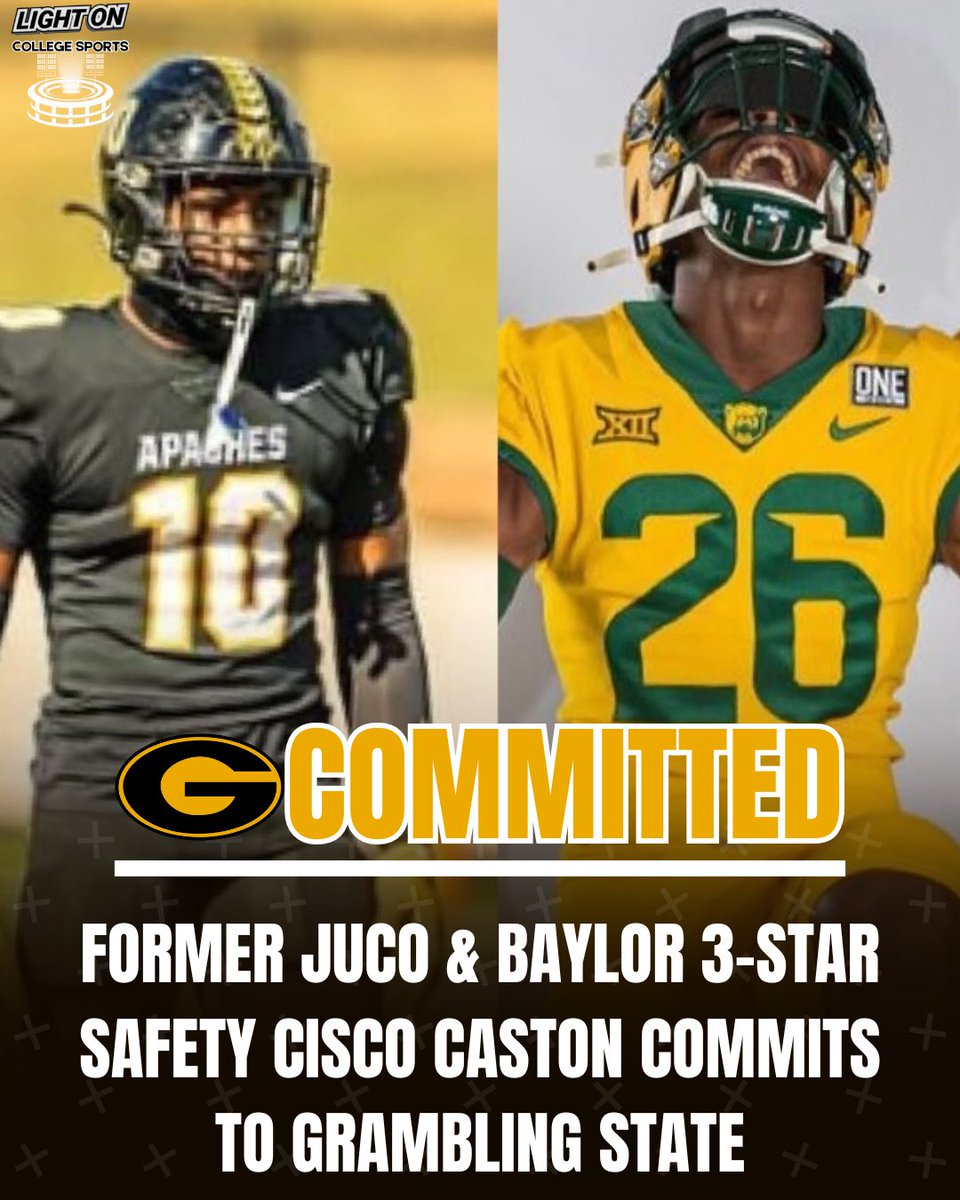 Former JUCO & Baylor 3-Star Safety Cisco Caston has committed to Grambling State, per his social media. 🐯🔥 JUCO: Tyler JC (TX) #ThisIsTheG @CastonCisco