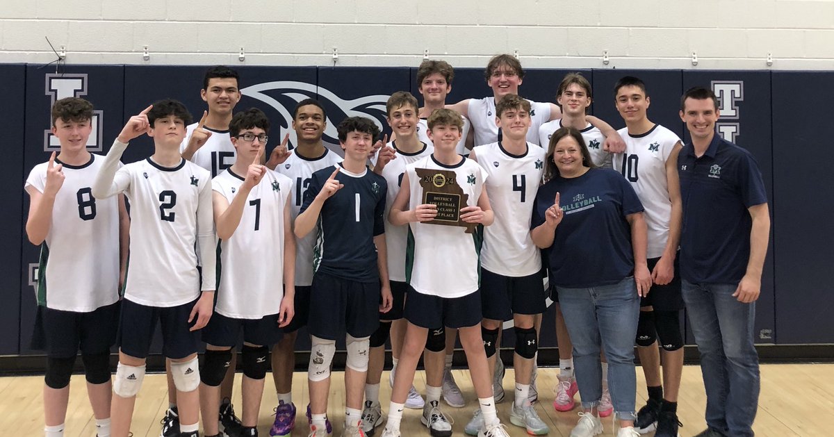 Wow! St. Michael the Archangel defeats Rockhurst (19-25, 25-22, 25-17, 19-25, 15-12) to claim the school’s first Boys Volleyball District Championship! Great effort by Great guys!