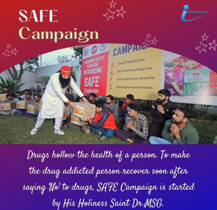 under the DEPTH campaign Many people have been quit drug abuse,and Volunteers of Dera Sacha Sauda distribute nutrition kits to them who have hollow their health due to drugs, under the Safe Campaign.
Inspirational source: - Saint Ram Rahim Ji 🙏
#Safe