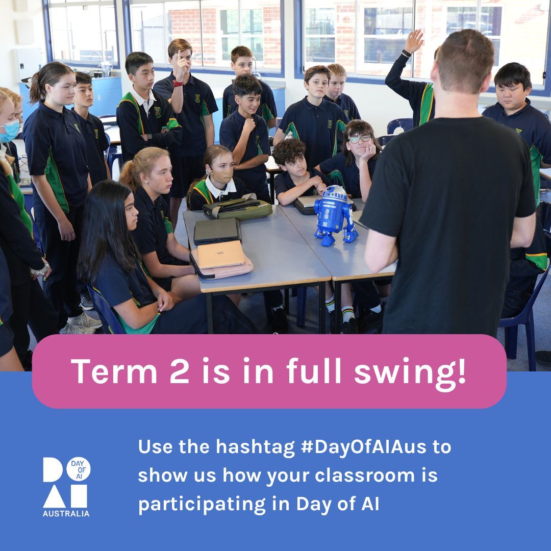 Term 2 is well underway and hundreds of schools across Australia are bringing Day of AI to their classrooms!

Are you participating in Day of AI this year? Tag your social posts with #DayOfAIAus and we'll share them with our audience!

#AIeducation #edtech