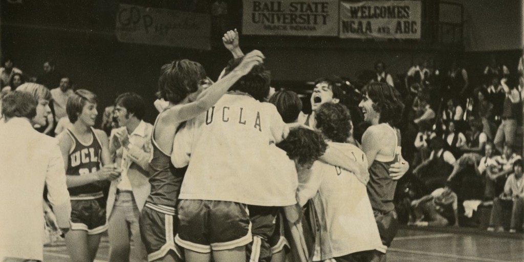 Check out this shot of the @UCLAMVB team celebrating their win against Pepperdine University in Indiana exactly 47 years ago.
#TBT