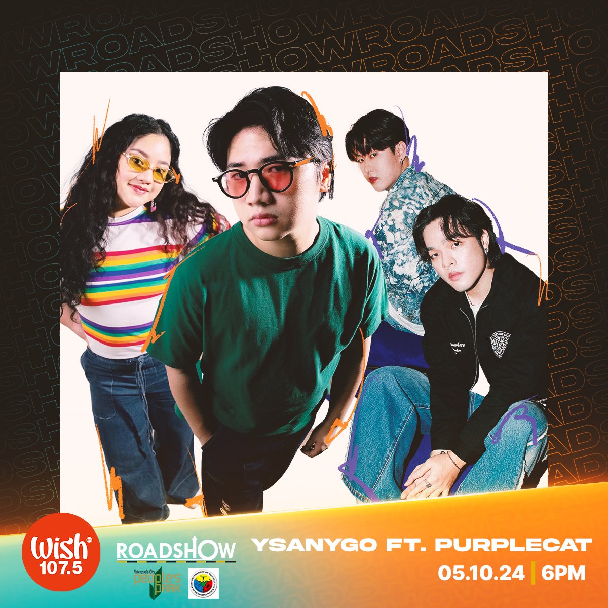 Today's Roadshow will feature the live Wish Bus performances of pop-punk act @LUNARLIGHTSPH featuring CHNDTR and sibling duo @Ysanygo featuring Purplecat! Watch them perform live at Valenzuela City People's Park at 4 p.m. PHT.