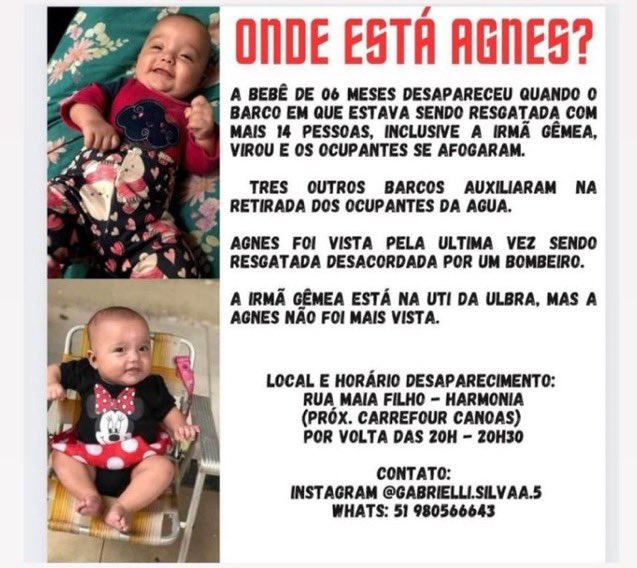 ⚠️ AGNES SEGUE DESAPARECIDA⚠️

🚨VAMOS COMPARTILHAR GURIZADA
RT GURIZADA