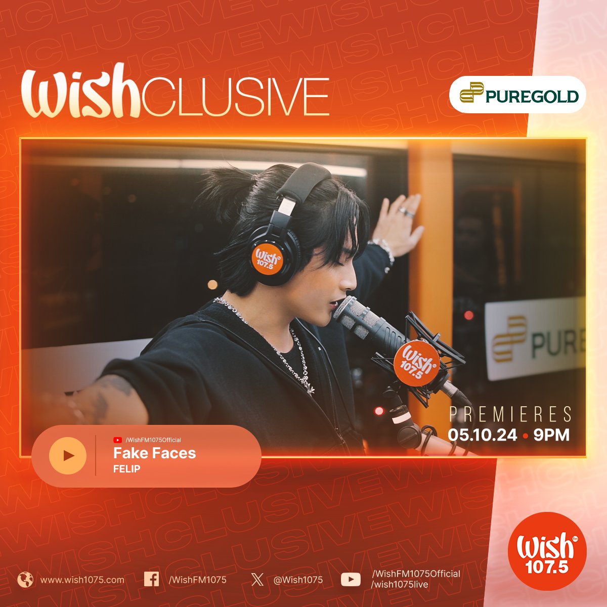 .@felipsuperior is unafraid to uncover his emotions. Watch him perform 'Fake Faces' aboard the Wish Bus! His Wishclusive video drops at 9 on our YouTube channel! This Wishclusive is presented by @Puregold_PH. For more exciting surprises, subscribe at youtube.com/user/PuregoldC…