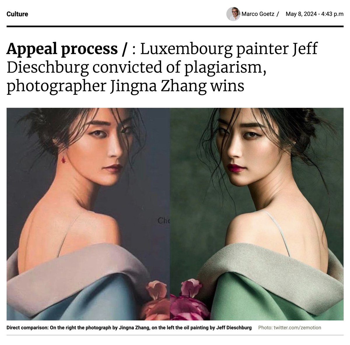 I won. I won my appeal. The Luxembourg court has ruled that Jeff Dieschburg infringed upon my copyright when he used my work without consent. Using a different medium was irrelevant. My work being 'available online' was irrelevant. Consent was necessary. 1/