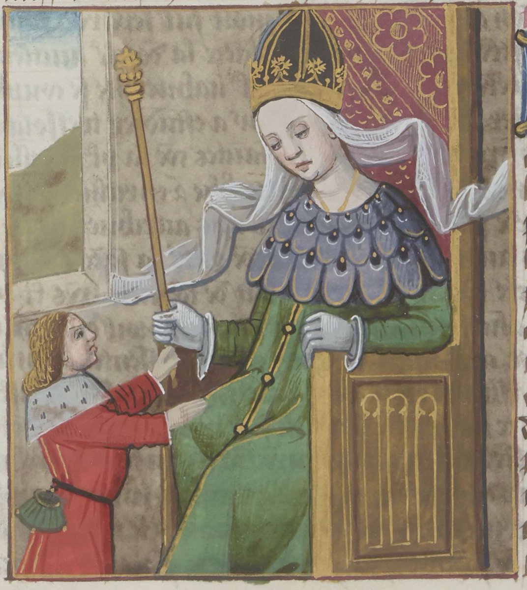Moving forward in time. Here's a c. 1450 illustration of Irene of Athens and her unfortunate son Constantine VI from an edition of Boccaccio's De Mulieribus Claris. No idea what he said about her—if it was pure hagiography or included her filicide.