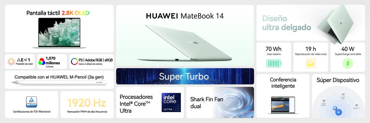 Conoce las características principales de la nueva #HUAWEIMateBook14. Podrás aprovechar su promoción de preventa a partir del 15 de mayo en HUAWEI Store.