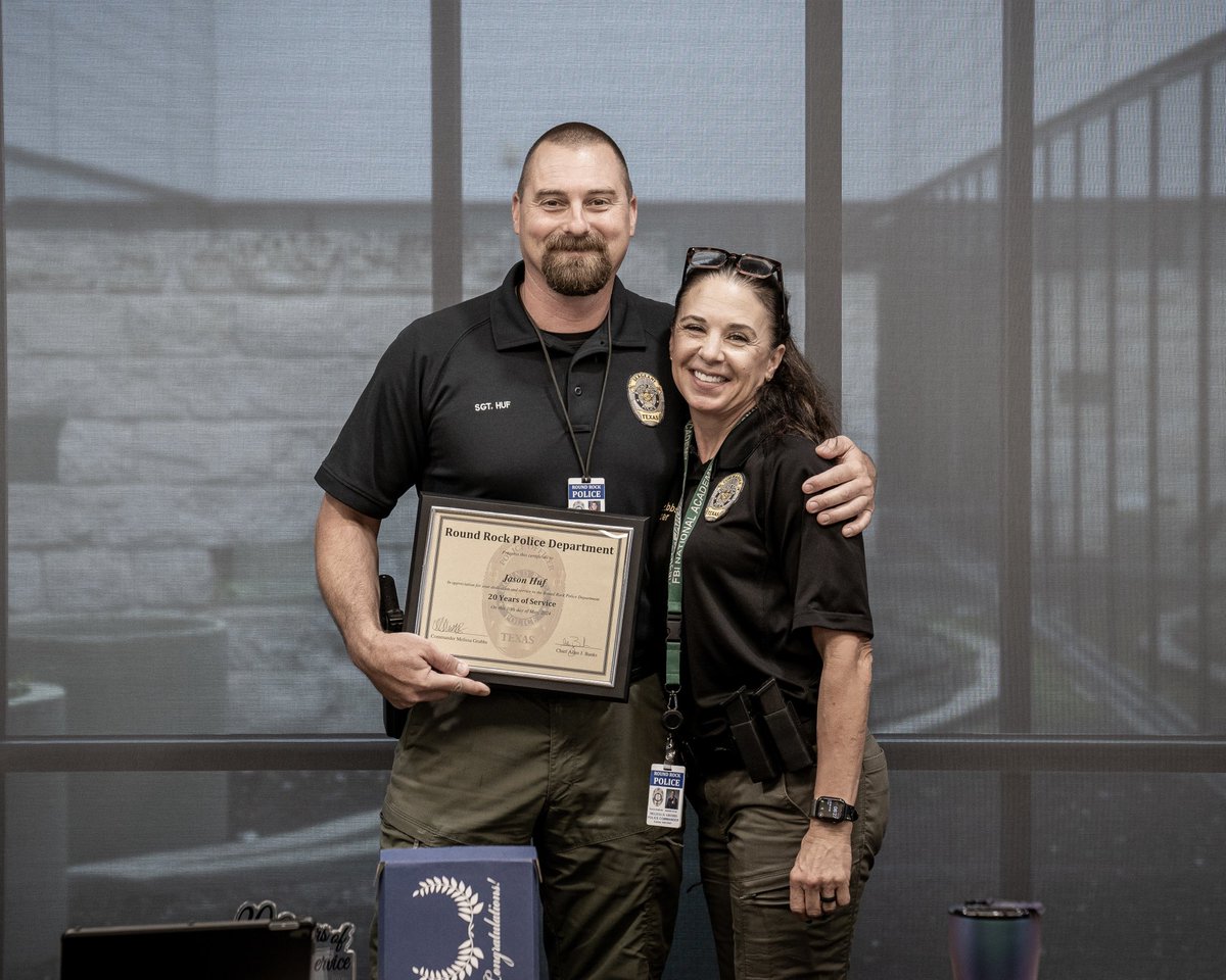Round Rock Police (@roundrockpolice) on Twitter photo Congratulations to Senior Administrative Assistant Ivonne Duran and Sergeant Jason Huf on 20 years of service with the Round Rock Police Department! We appreciate their unwavering dedication and remarkable contributions over the past two decades.
Please join us in commemorating Congratulations to Senior Administrative Assistant Ivonne Duran and Sergeant Jason Huf on 20 years of service with the Round Rock Police Department! We appreciate their unwavering dedication and remarkable contributions over the past two decades.
Please join us in commemorating