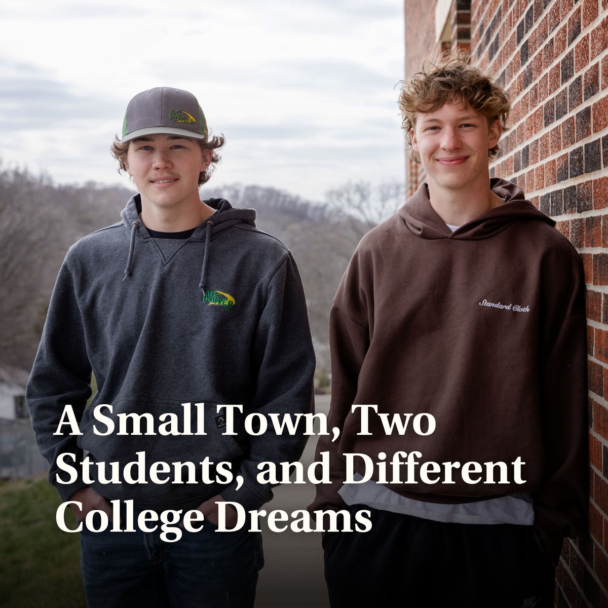 Nolan Cook and Will Shafer grew up together in rural Weston, Mo., and have a lot in common — but they’re looking to higher education for very different reasons as they begin their adult lives. chroni.cl/3WBqNqw