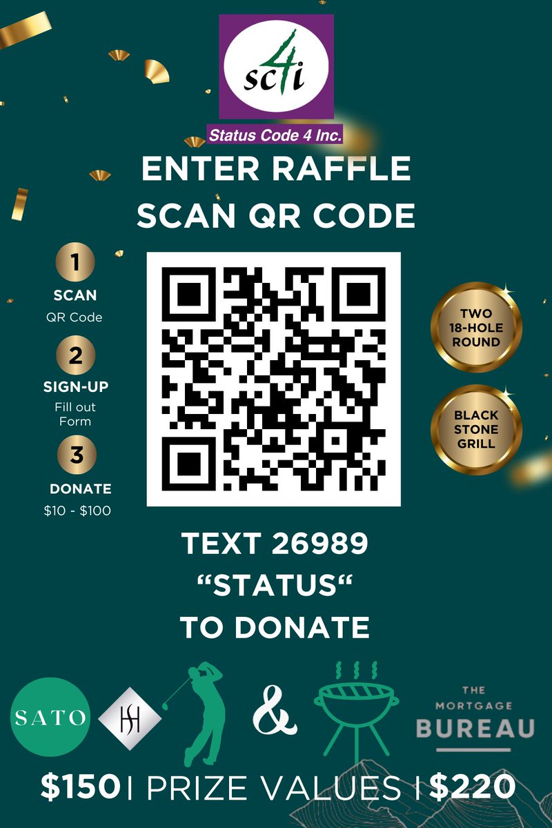 TeamSato11's tweet photo. Task to Enter Raffle to WIN: Blackstone Grill &amp; Two 18 Hole Rounds of Golf at Patty Jewett or Plum Creek.

 1. Fill out form https://t.co/JR8NbYagnq 
 2. Text 26989 "Status" to Donate (mention us in raffle). 
 3. Follow us on our social media channels. https://t.co/JCA3ELmjQG