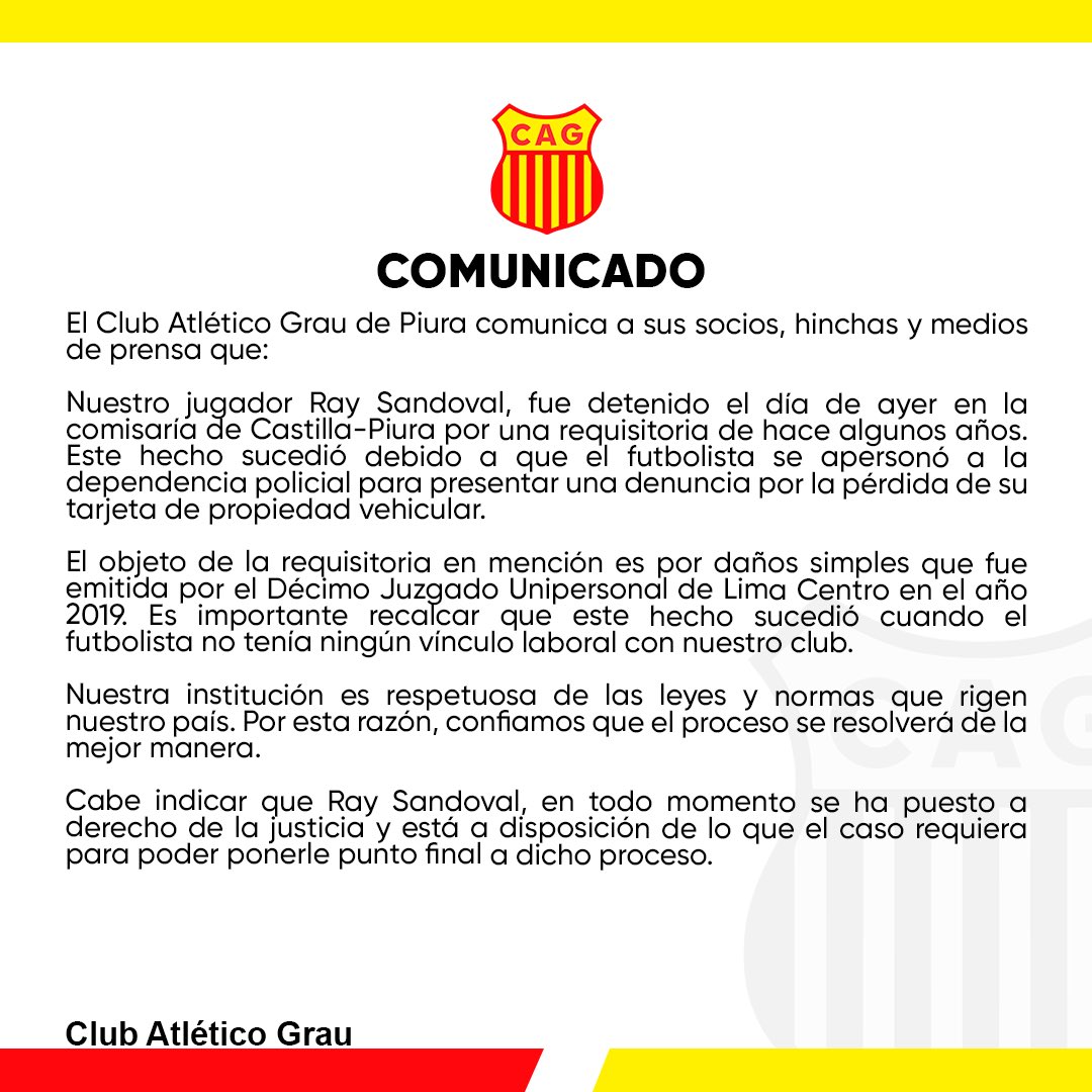 📄Comunicado: Ray Sandoval