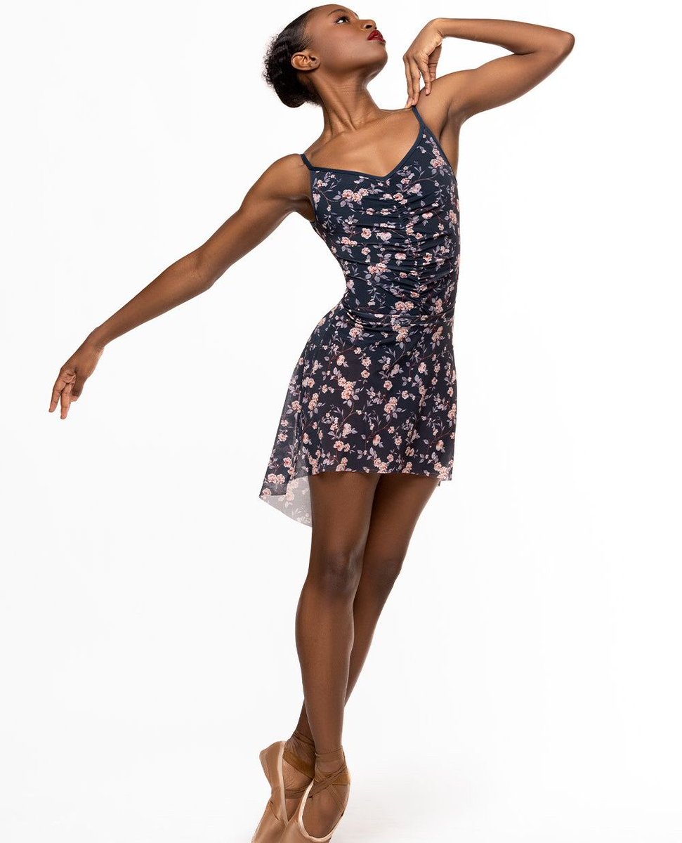 🌌Leaping to new bounds, our Frieda leotard will take you there!🌌⁠
 This bodysuit in soft Dark Storm features an elegant ruched Flourish Storm Mesh overlay and flattering scooped back.⁠
•⁠
🩱Frieda Leotard Flourish Storm RTW⁠
#elevedancewear