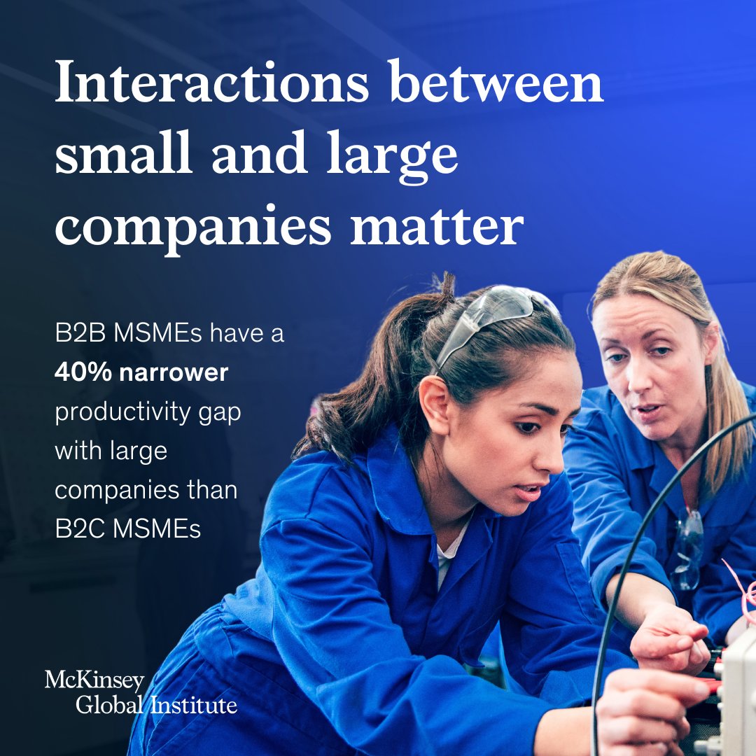 How can small businesses become more productive? Learn how business interactions and the right economic fabric can create a win-win for businesses of all sizes➡️mck.co/msme