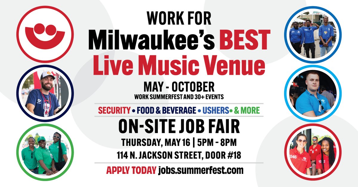 Just 1️⃣ week away from our second on-site Job Fair of the season! All applicants who interview and get hired during the Job Fair will take home a FREE single-day GA ticket for Summerfest 2024. See you at the Hiring Center on 5/16! Apply ahead of time: jobs.summerfest.com/#/