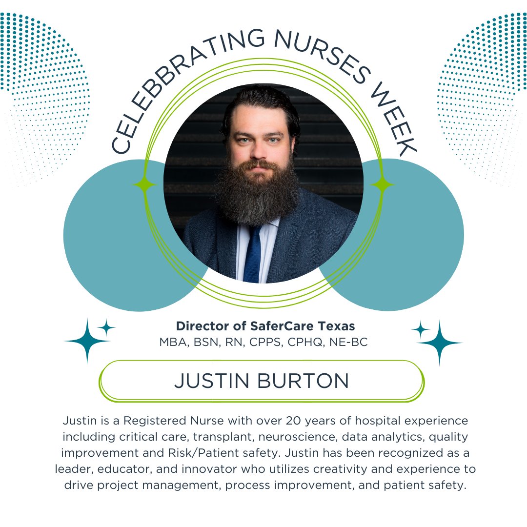 Happy #NationalNursesWeek! We're showing our appreciation by showcasing our very own Director of SaferCare Texas, Justin Burton✨
Thank you for everything that you do!