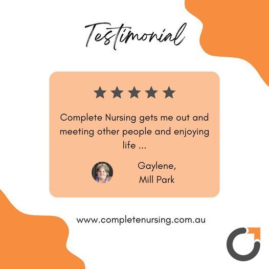 ⭐ ⭐ ⭐ ⭐ ⭐ 'Complete Nursing gets me out and meeting other people and enjoying life ...' -Gaylene, Mill Park

🔎 Learn more about what we can do for you!

#completenursingandhomecare #disabilitysupport #ndisprovider