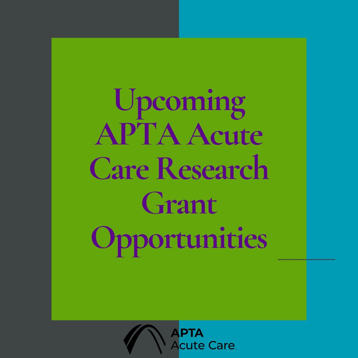 FPTR is seeking grant apps, incl. the $40K Acute Care Research Grant sponsored by The Academy of Acute Care PT. APTA Acute Care seed grants open for submission in June 2024. Designed to foster pilot studies in acute care PT practice, promoting clinician-researcher collaborations.