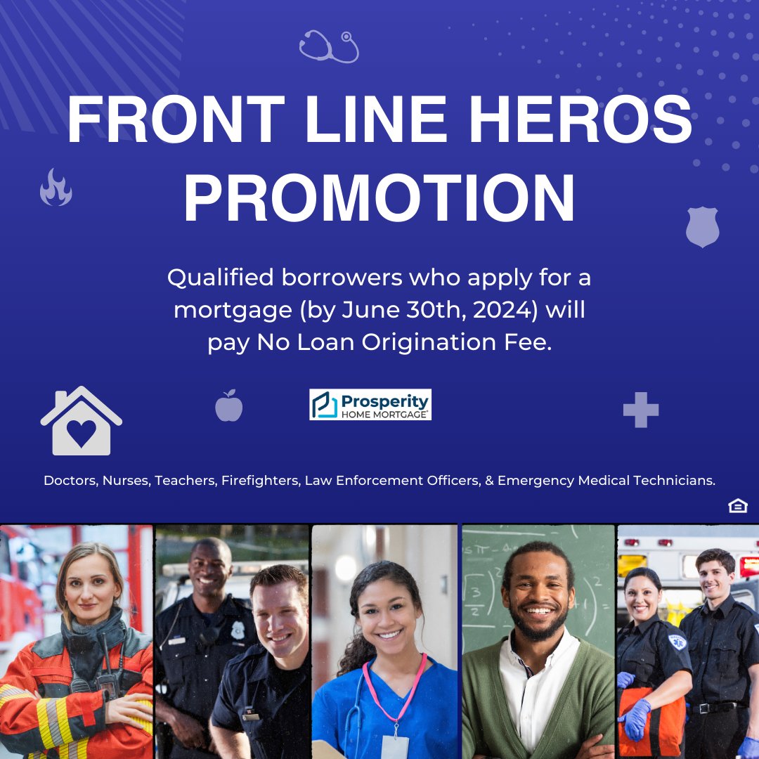 sarahruzick's tweet image. Attention First Responders! #ProsperityHomeMortgage is offering the Loan Origination Fee at no cost when you apply for a mortgage by June 30th 2024.
Let's Have a conversation about your home buying journey and get you into a new home this year!
#MoveConfidently #Doctors...
