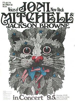 A fitting poster for Joni as she and Jackson Browne stopped by the Jahrhunderthalle in Frankfurt, Germany, on this day in 1972.