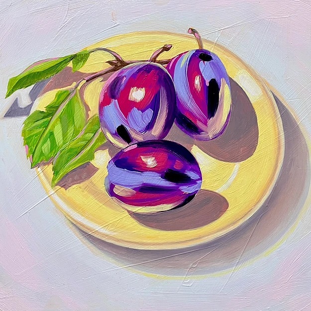 Sarah #Underwood (@Sarahlunderwood) •Plums On A Saucer• #WomensArt #ArtByWomen #WomenArtists