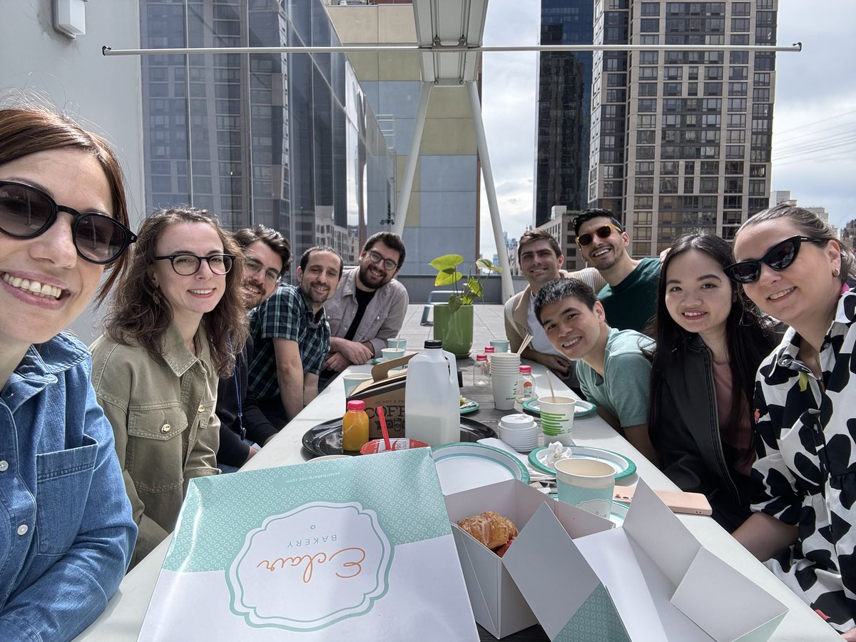 Celebrating @DylanDomenico & @GAsimomitis promotions with coffee and croissants for breakfast at @MSKCancerCenter #ComputationalOncology campus new terrace 🥐☕️🧬