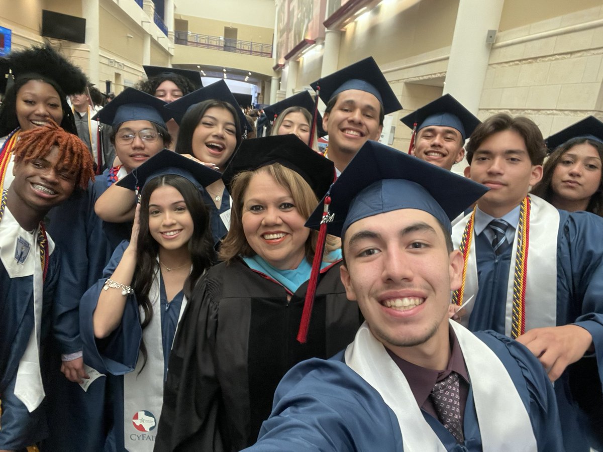 Hanging out with our College Academy students  at the Lone Star College Commencement! Over 700 CFISD students earning their Associate Degree before they receive their high school diploma later this month! So proud of all our students!!!#CFISDSPIRIT