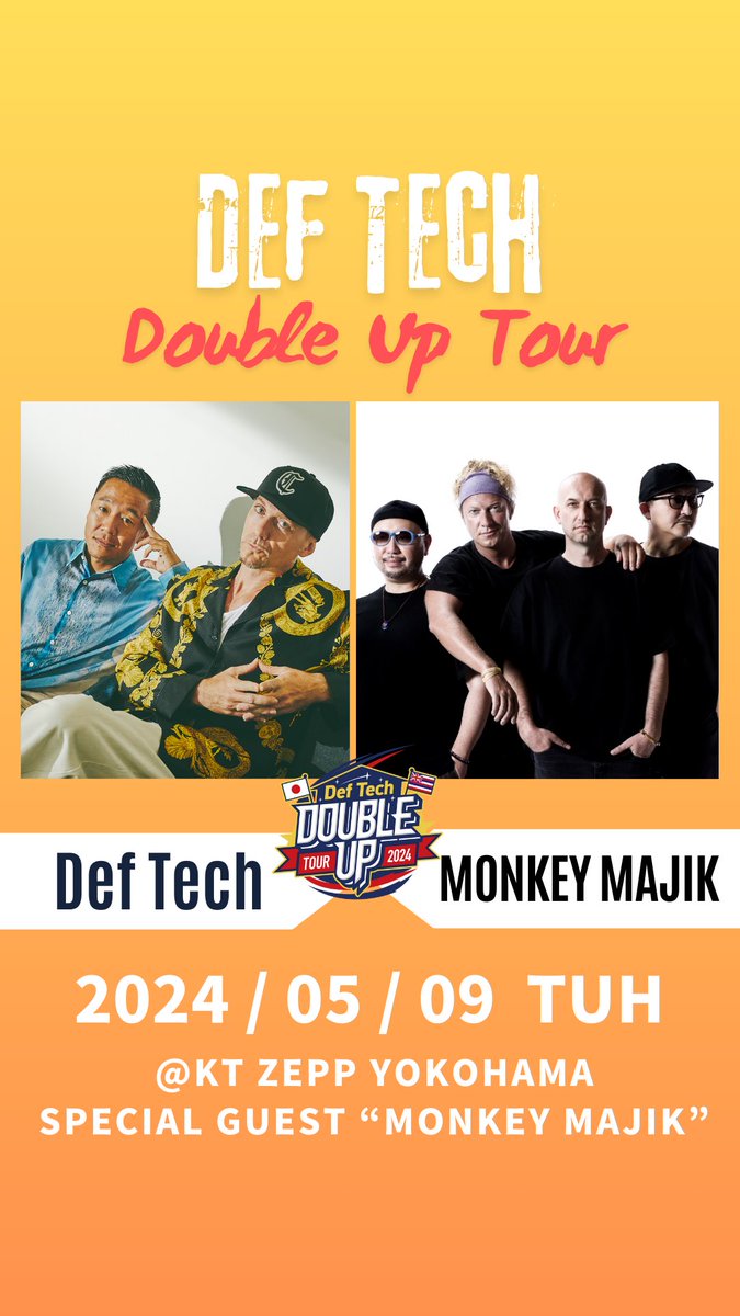 Good morning🙋🏼‍♂️🙋🏻‍♂️

#DefTech “Double Up” Tour
初日、お疲れ様でございマイクロ！

朝のラジオから #MONKEYMAJIK
#空はまるで 聴けて最高な気分〜
昨夜は特別で贅沢な時間だった🎵✨

お越し頂いた皆様、
Thank you✨

next、大阪やで🔥
準備をしておいてね🔥

 #ワンモ