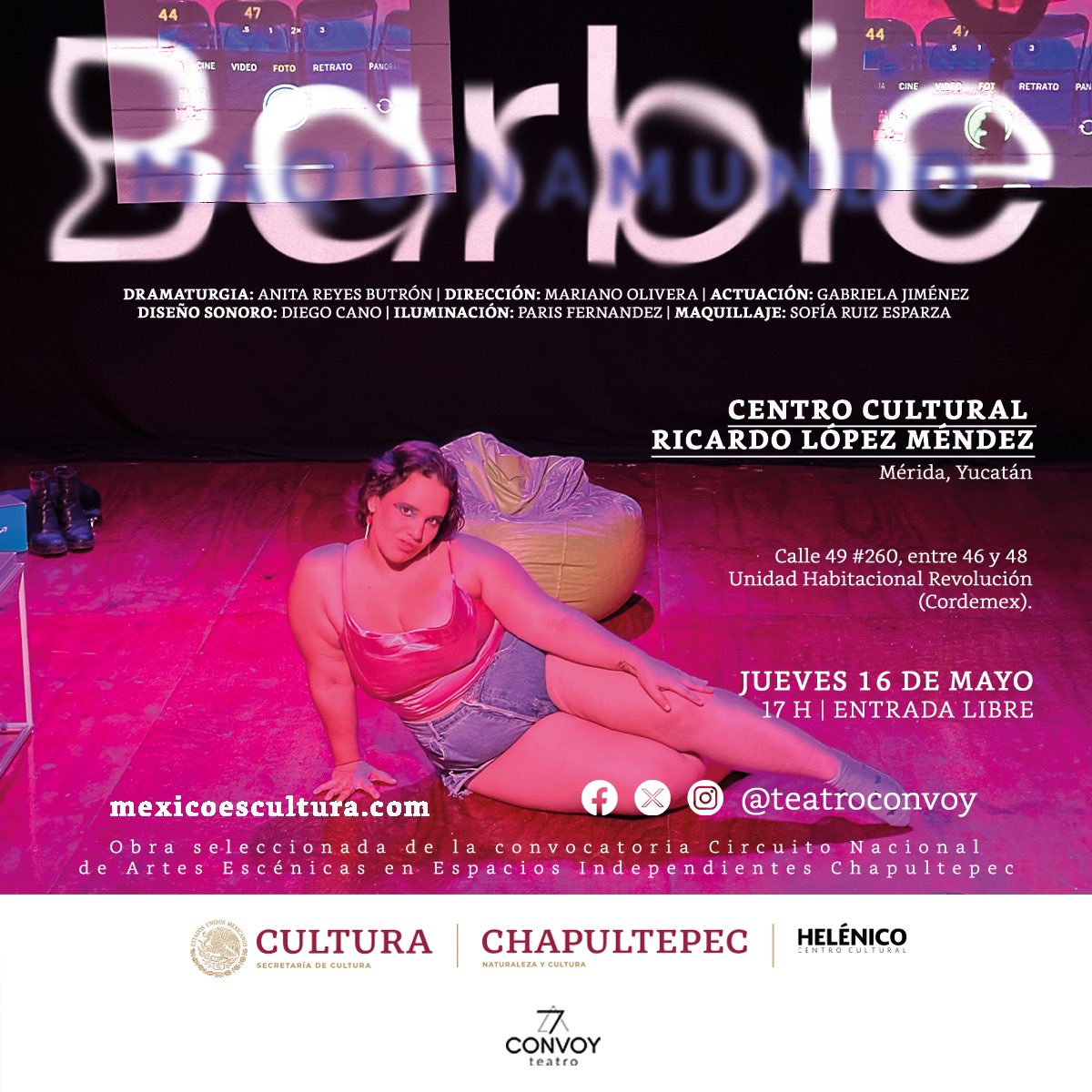 teatroconvoy's tweet photo. ¡El próximo jueves 16 de mayo, tendremos nuestra última presentación de MÁQUINA MUNDO: BARBIE en el marco del Circuito Nacional de Artes Escénicas en Espacios Independientes en el Centro Cultural Ricardo López Méndez a las 17 h.
#chapultepecnaturalezaycultura  @Helenico https://t.co/LJzeyCFwm5