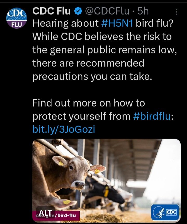 #Health @CDCFlu #H5N1 #birdflu