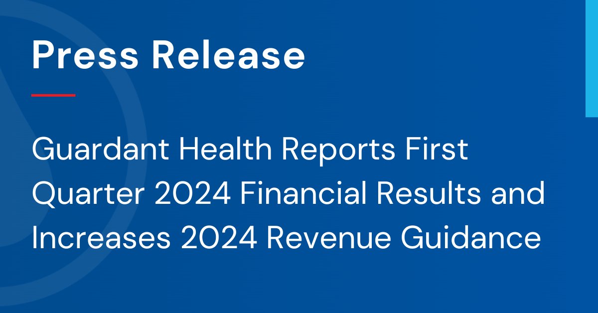 Today, we announced our first quarter financial results and updated guidance for the year. Full release: investors.guardanthealth.com/press-releases…