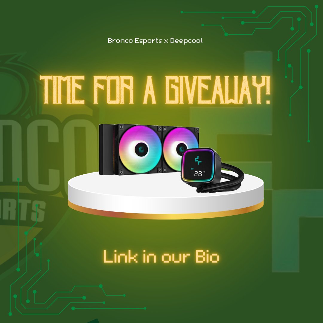 CPPEsports's tweet photo. 🌟🗣️Exciting News Twitter! 🗣️🌟

Bronco Esports and DeepCool are coming together to do a giveaway for you guys 😏 Make sure to sign up and potentially get yourself new computer part 🤓🤓

Sign up right now with this link! The giveaway ends May 24!

https://t.co/TWNRrGV2Rg https://t.co/kJUCeEwovI