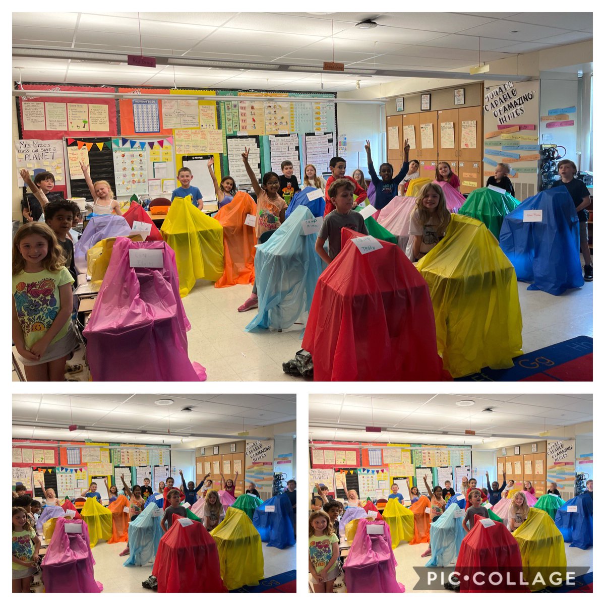 MrsMizesClass's tweet image. What a fun day we had celebrating Camping Day!! Our classroom was transformed into a campground and Ss worked at their “tents” all day!! We also had special camp themed centers, a picnic lunch outside, AND a nature scavenger hunt!!🏕️💚