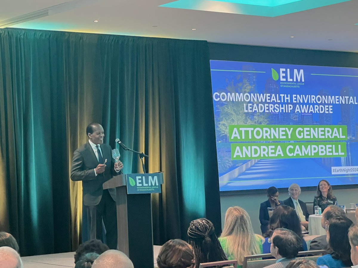 “To know Andrea is to know that she absolutely delivers on her promises. Like you, I deeply admire her steadfast commitment to serving our communities and our commonwealth” - @LeePelton on Commonwealth Environmental Leadership Awardee @MassAGO Andrea Campbell.