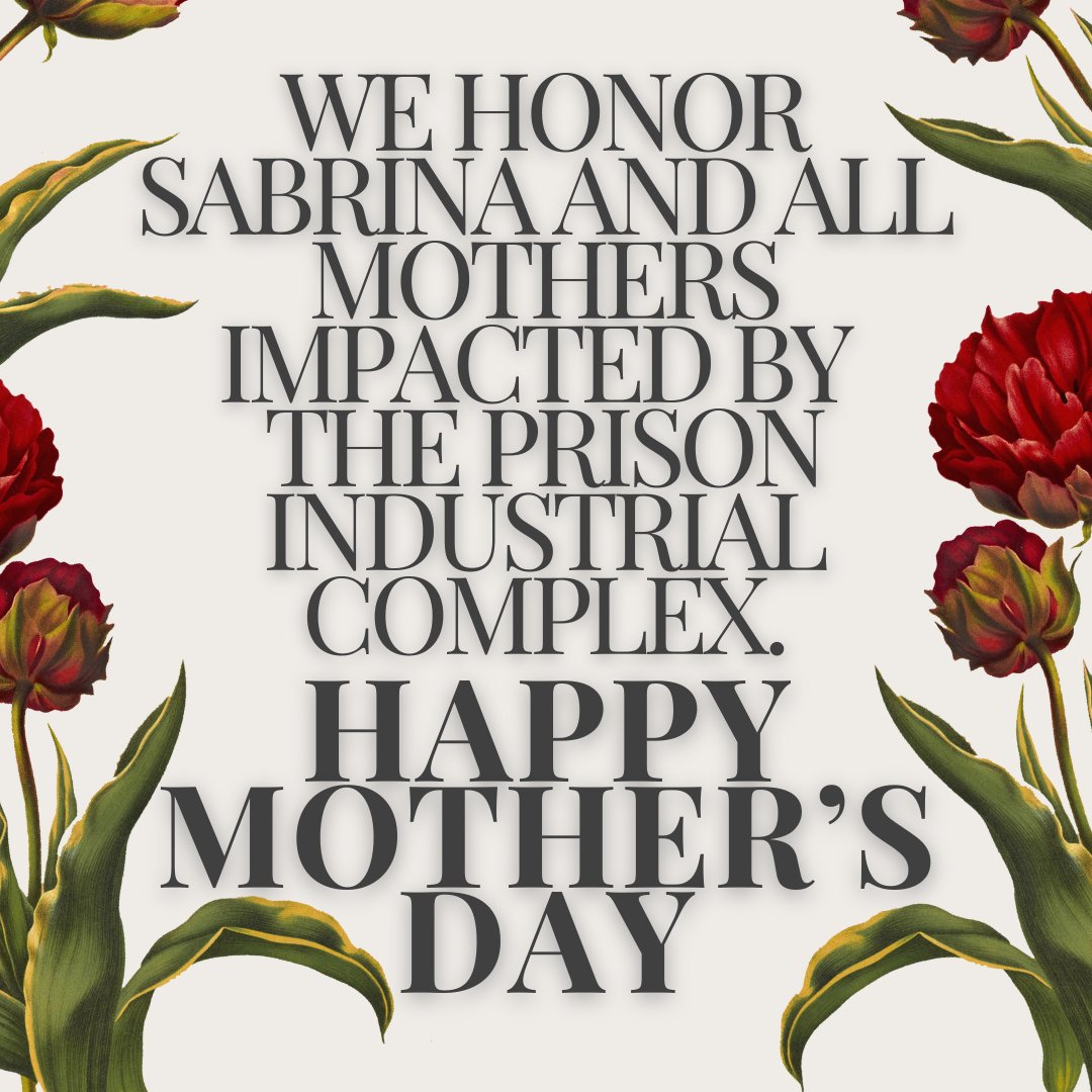 This Mother’s Day, we honor Sabrina Butler-Smith, mother, author, and the first woman to be exonerated from death row in the United States. Happy Mother’s Day to Sabrina and all mothers impacted by the prison industrial complex. 💐