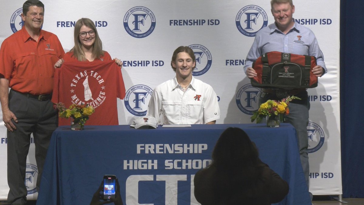 The Texas High School Meat Judging State Champion Frenship's Tyler Racca signs with the Texas Tech Meat Judging Team! Outstanding!