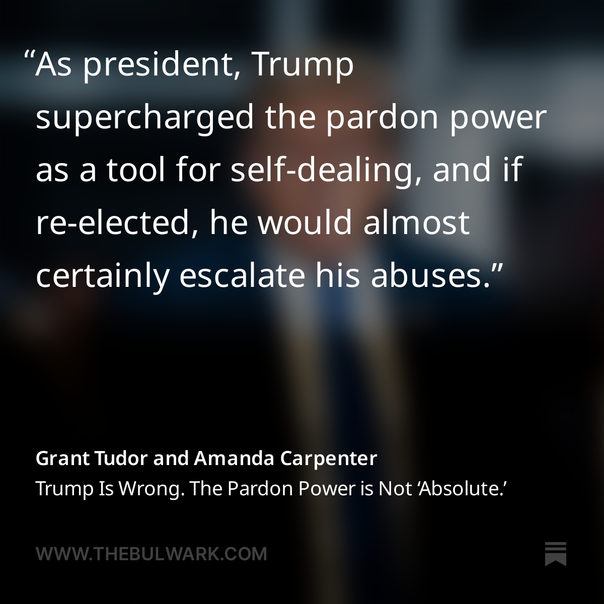 Trump Is Wrong. The Pardon Power is Not ‘Absolute.’ Our own @g_tudor and @amandacarpenter write for @BulwarkOnline thebulwark.com/p/trump-pardon…