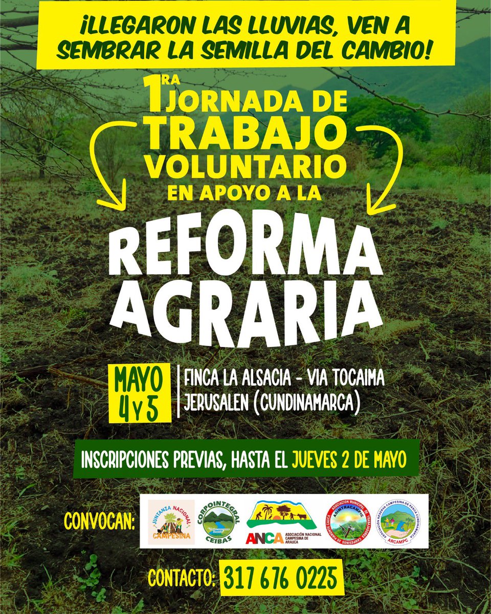 campoenjuntanza's tweet photo. #ReformaAgraria Ante las amenazas reaccionarias, la semilla del cambio que sembramos en Juntanza ya germinó @asimtracampic @AgendaCampesina @aca_comite #ARCAMPC @VisnuPosada  @activosSAE @ADR_Colombia @AgenciaTierras @MinAgricultura @petrogustavo @jmojicaflorez @DanielRMed https://t.co/pdacopn9Mr