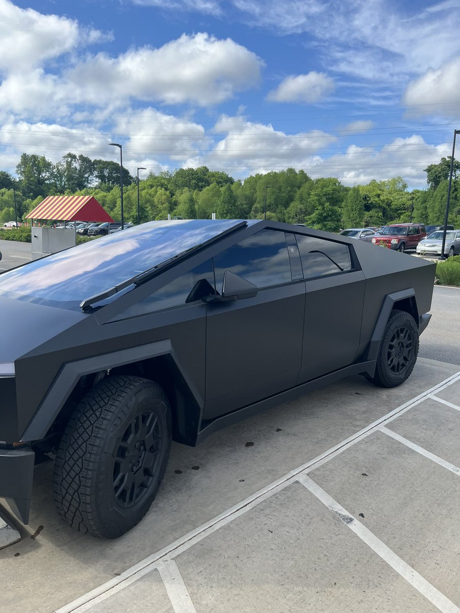 What do you guys think of the matte black cyber truck? Personally, I think it looks amazing. It’s incredible in person. This is in Greenville, SC.