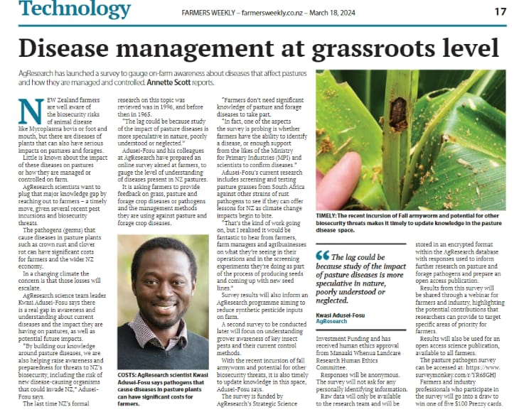 It's been an intense and intriguing past months. Plant Doctors at work <a href="/BS_PP/">British Society for Plant Pathology</a> <a href="/NZGrassland/">NZGA</a> <a href="/smcnz/">Science Media Centre NZ</a> <a href="/royalsocietynz/">Royal Society Te Apārangi</a> <a href="/phytopathafrica/">African Phytopathology Group</a> <a href="/Plant_Pathogens/">Plant Pathogens (APPS)</a> <a href="/nzppsociety/">NZPPS</a> let's keep it going