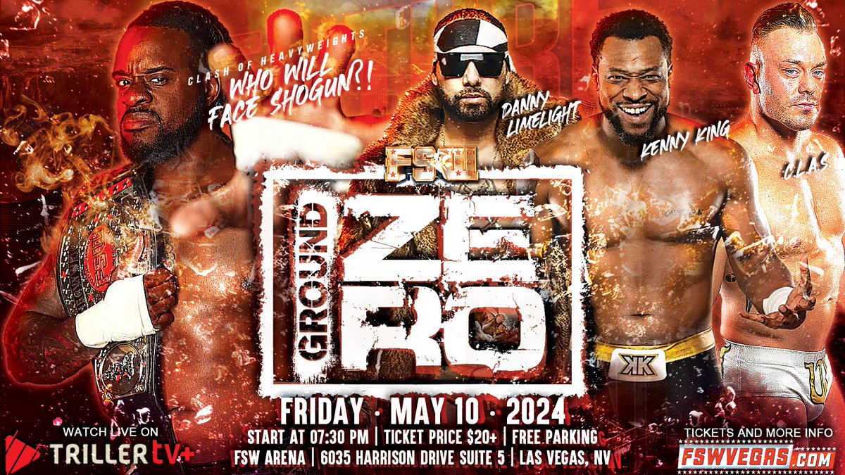 FSW Ground Zero Tomorrow, Fri 5/10, 7:30PM LIVE on @FiteTV+ FSW Arena | #LasVegas FSW Heavyweight Champion @ShogunThaGod will defend the title, but against who? CC: @KennyKingPb2 @IAmCLAS_ @DannyLimeLight Ticket + Streaming links in the bio!