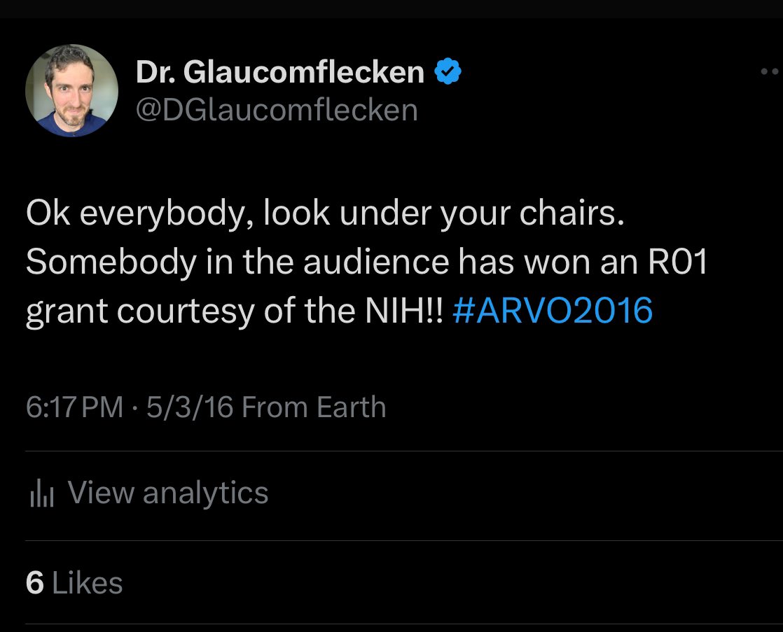 The vision research conference ARVO is happening right now. That’s where I started this account in 2016. This was my most popular tweet for like 8 months.