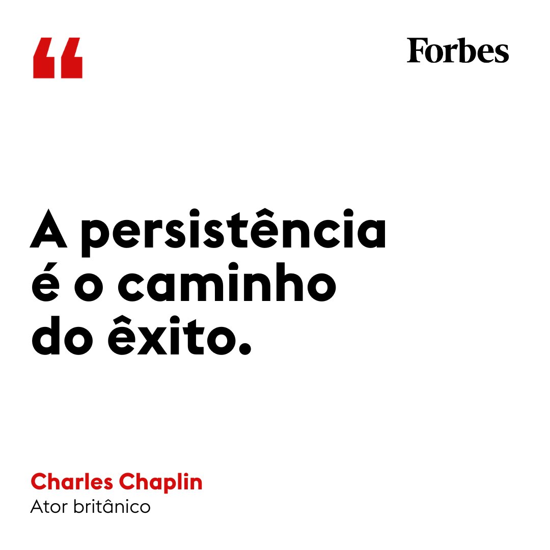 Sir Charles Spencer 'Charlie' Chaplin, Jr. foi um ator, comediante, diretor, compositor, roteirista, cineasta, editor e músico britânico.

#Persistencia #Objetivo #Meta #Sucesso #CharlesChaplin #FraseDoDia #ForbesBr