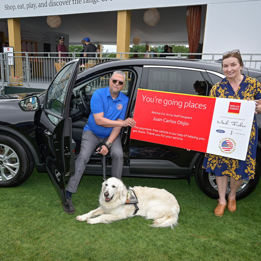 We’re proud to team up with @WarriorsSupport to present Retired U.S. Army Staff Sergeant Juan Carlos Objio with a payment-free 2024 Ford Escape and financial mentoring for one year. Thank you for your service, Juan Carlos. #WellsFargoChampionship