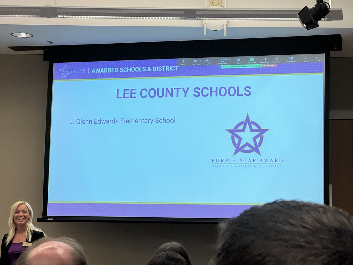 Congratulations to @JGlennEdwardsES for earning the prestigious Purple Star distinction, the first in @leecoschoolsnc! Your dedication to supporting military families sets a shining example for all. @mize_emily 🌟 #PurpleStar #MilitaryFamilies l