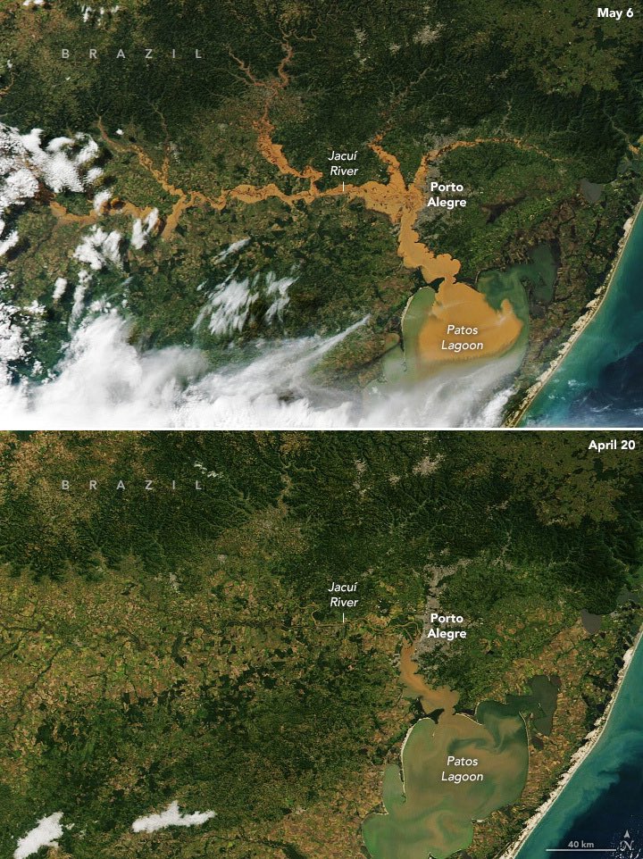 To my foreign friends and followers , this is a picture from #NASA showing what’s happening at Porto Alegre. #ClimateCrisis is real. Huge impact on health issues. More than 700.000 climate refugees. @nicupodcast @crissortica @paimadhu