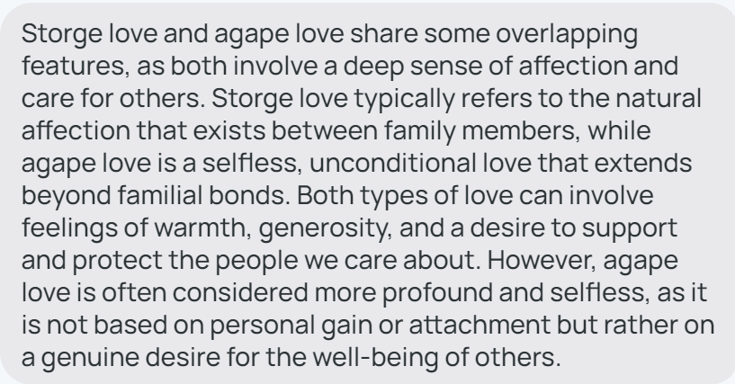 What are the overlapping features of storge love, and agape love? 

Gab AI: