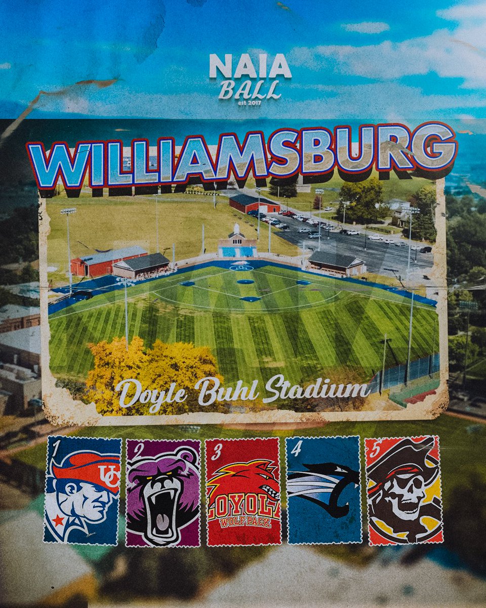 NAIA Ball (@naiaball) on Twitter photo <a href="/MACU_baseball/">MACU Baseball</a> <a href="/WmCareyBSB/">William Carey University Baseball</a> <a href="/OKWUeagles_BSB/">Oklahoma Wesleyan Baseball</a> <a href="/BuffsBB/">Milligan Baseball</a> <a href="/WebberAthletics/">WebberAthletics</a> <a href="/TwuBaseball/">Tennessee Wesleyan Baseball</a> <a href="/cougpen/">Columbia College Baseball</a> <a href="/FHU_LIONS/">FHU Lions Baseball</a> <a href="/GGC_Baseball/">GGC Baseball</a> <a href="/FaulknerBSBL/">Faulkner Baseball</a> <a href="/OUAZSpirit/">OUAZ Spirit</a> <a href="/BushnellBB/">Bushnell Baseball</a> <a href="/LCU_bsb/">LCU Baseball</a> <a href="/LCWarriors/">LC State Warriors</a> <a href="/ocustars/">Okla. City Stars</a> <a href="/ACUBaseball1/">ACU BASEBALL FAMILY</a> <a href="/ubc_baseball/">UBC Baseball</a> <a href="/erau_baseball/">Embry-Riddle Baseball (AZ)</a> <a href="/SEUFireBaseball/">Southeastern Baseball</a> <a href="/DoaneBaseball/">Doane Baseball</a> <a href="/DroverAthletics/">USAO Drover Athletics</a> <a href="/MMU_baseball/">MMU Baseball</a> <a href="/USFIL_baseball/">USF Saints Baseball</a> <a href="/LSUS_Baseball/">𝙇𝙎𝙐 𝙎𝙝𝙧𝙚𝙫𝙚𝙥𝙤𝙧𝙩 𝘽𝙖𝙨𝙚𝙗𝙖𝙡𝙡</a> <a href="/cunebulldogs/">Concordia Bulldogs</a> <a href="/KWUBaseball/">KWU Baseball</a> <a href="/DegaTornadoes/">Talladega College Athletics</a> <a href="/BMC_BSB/">Blue Mountain Christian Baseball</a> <a href="/MBU_baseball/">Missouri Baptist Baseball</a> <a href="/taylorbaseball/">taylorbaseball</a> <a href="/MNUBaseball/">MNU Baseball</a> <a href="/GrenadierDugout/">IUSoutheast Baseball</a> <a href="/INTechBaseball/">Indiana Tech Baseball</a> <a href="/RUBaseballAAC/">Reinhardt University Baseball</a> <a href="/Jessup_BASE/">Jessup Baseball</a> <a href="/PPUBaseball/">Point Park Baseball</a> <a href="/KeiserBaseball/">Keiser Baseball</a> Williamsburg Bracket #NAIABall
1. <a href="/PatsBaseballUC/">UC Baseball</a>
2. <a href="/BUBruinBaseball/">Bellevue U. Baseball</a>
3. <a href="/LoyolaWolfPack/">Loyola Athletics</a>
4. <a href="/USFBaseballCoug/">USF Cougar Baseball</a>
5. <a href="/ParkPirates/">Park Pirates</a>
(10/10) <a href="/MACU_baseball/">MACU Baseball</a> <a href="/WmCareyBSB/">William Carey University Baseball</a> <a href="/OKWUeagles_BSB/">Oklahoma Wesleyan Baseball</a> <a href="/BuffsBB/">Milligan Baseball</a> <a href="/WebberAthletics/">WebberAthletics</a> <a href="/TwuBaseball/">Tennessee Wesleyan Baseball</a> <a href="/cougpen/">Columbia College Baseball</a> <a href="/FHU_LIONS/">FHU Lions Baseball</a> <a href="/GGC_Baseball/">GGC Baseball</a> <a href="/FaulknerBSBL/">Faulkner Baseball</a> <a href="/OUAZSpirit/">OUAZ Spirit</a> <a href="/BushnellBB/">Bushnell Baseball</a> <a href="/LCU_bsb/">LCU Baseball</a> <a href="/LCWarriors/">LC State Warriors</a> <a href="/ocustars/">Okla. City Stars</a> <a href="/ACUBaseball1/">ACU BASEBALL FAMILY</a> <a href="/ubc_baseball/">UBC Baseball</a> <a href="/erau_baseball/">Embry-Riddle Baseball (AZ)</a> <a href="/SEUFireBaseball/">Southeastern Baseball</a> <a href="/DoaneBaseball/">Doane Baseball</a> <a href="/DroverAthletics/">USAO Drover Athletics</a> <a href="/MMU_baseball/">MMU Baseball</a> <a href="/USFIL_baseball/">USF Saints Baseball</a> <a href="/LSUS_Baseball/">𝙇𝙎𝙐 𝙎𝙝𝙧𝙚𝙫𝙚𝙥𝙤𝙧𝙩 𝘽𝙖𝙨𝙚𝙗𝙖𝙡𝙡</a> <a href="/cunebulldogs/">Concordia Bulldogs</a> <a href="/KWUBaseball/">KWU Baseball</a> <a href="/DegaTornadoes/">Talladega College Athletics</a> <a href="/BMC_BSB/">Blue Mountain Christian Baseball</a> <a href="/MBU_baseball/">Missouri Baptist Baseball</a> <a href="/taylorbaseball/">taylorbaseball</a> <a href="/MNUBaseball/">MNU Baseball</a> <a href="/GrenadierDugout/">IUSoutheast Baseball</a> <a href="/INTechBaseball/">Indiana Tech Baseball</a> <a href="/RUBaseballAAC/">Reinhardt University Baseball</a> <a href="/Jessup_BASE/">Jessup Baseball</a> <a href="/PPUBaseball/">Point Park Baseball</a> <a href="/KeiserBaseball/">Keiser Baseball</a> Williamsburg Bracket #NAIABall
1. <a href="/PatsBaseballUC/">UC Baseball</a>
2. <a href="/BUBruinBaseball/">Bellevue U. Baseball</a>
3. <a href="/LoyolaWolfPack/">Loyola Athletics</a>
4. <a href="/USFBaseballCoug/">USF Cougar Baseball</a>
5. <a href="/ParkPirates/">Park Pirates</a>
(10/10)