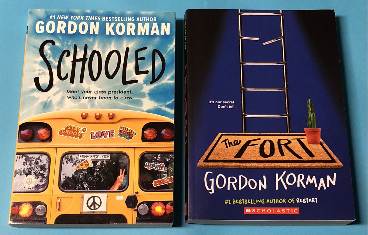 In today's mail (released Tuesday—by different publishers!—but my copies were rain-delayed): SCHOOLED with a new cover image and THE FORT with a new format (softcover). 
@littlebrown @Scholastic @gordonkorman #MGLit